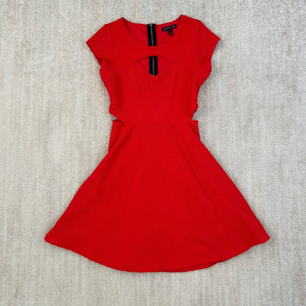 Material Girl Cutout Fit Flare Red Mini Dress XS